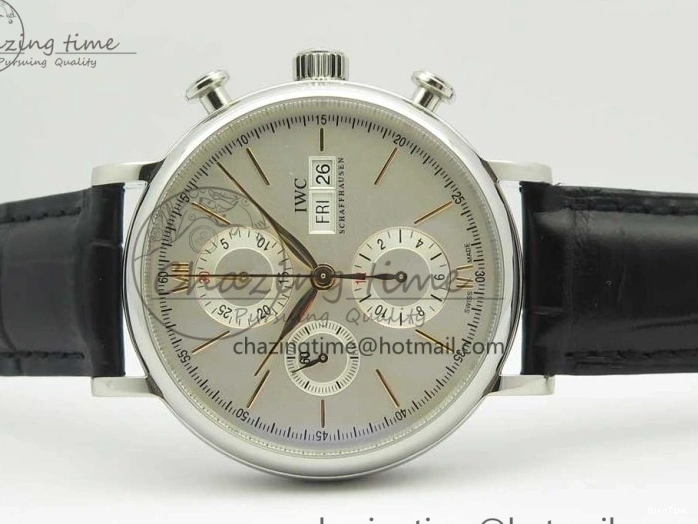 MIROTIME 0129 Snug Portofino IW391022 SS ZK 1:1 Best Edition White Dial Gold Markers On Black Leather Strap A 7130